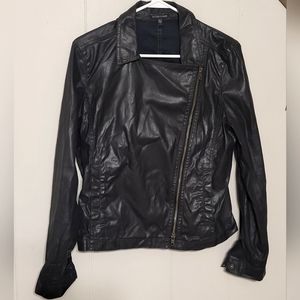 Eileen Fisher Black Moto Jacket waxed cotton size s
